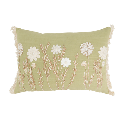 Embroidered Floral Pillow