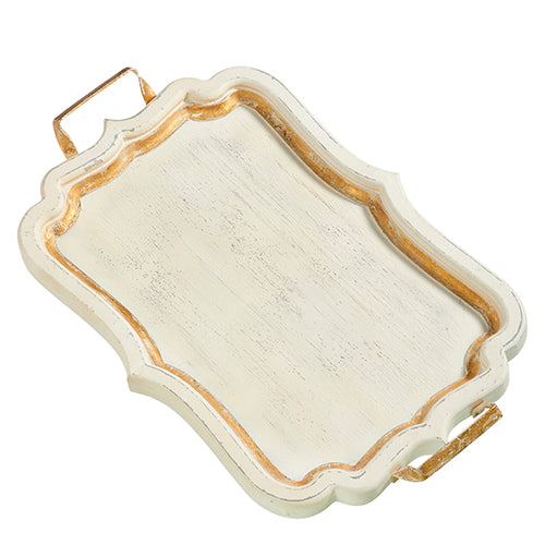 Sm Distressed White Tray